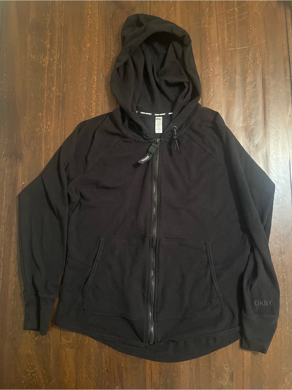 DKNY Sport Black Hooded Zip Jacket